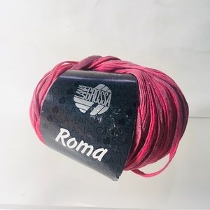 Lana Grossa Roma Ribbon Yarn Color 105 Lot 79105 Rose/Raspberry/Silver (Pink)